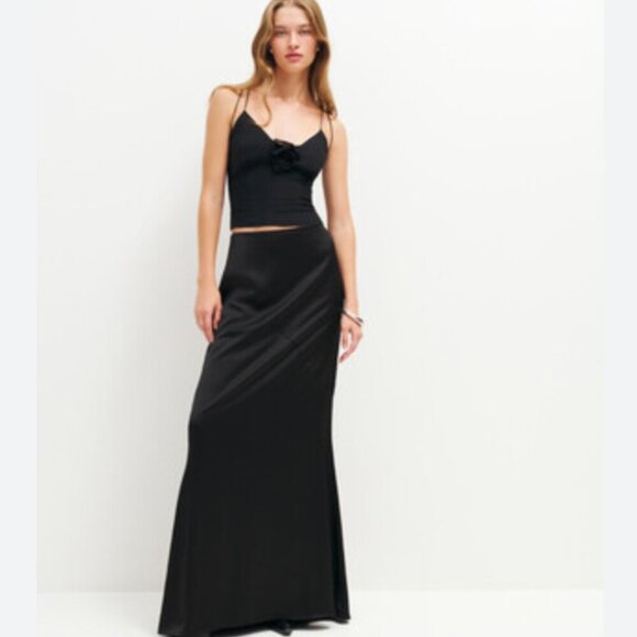 Reformation Briar Black Cami Top w/ Flower Size 0 / XS $150 - Picture 1 of 9